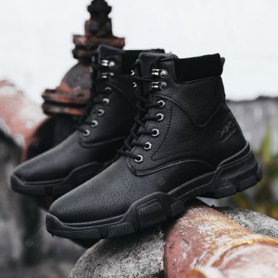 Men High Top Steel Toe Boots Lace Up Work Safety Shoes Army Combat Hiking