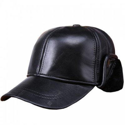 Leather Hat Middle-aged Elderly Men's Warm Winter Thickened Baseball Cap Sheep Skin Wool Winter Cap for Elderly